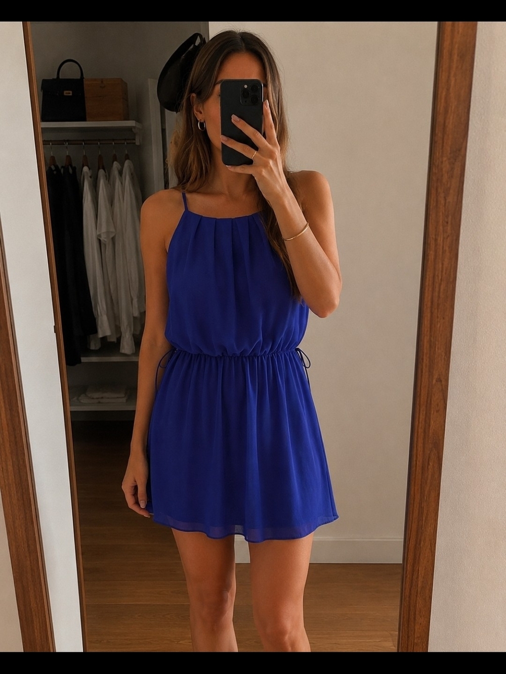 Scoop Neck Royal Blue Sleeveless Mini Dress